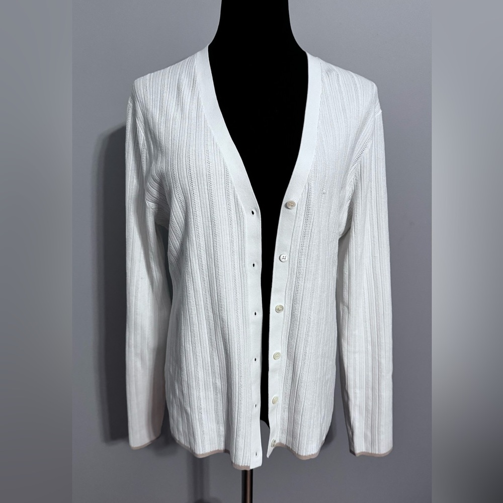 Theory Crepe knit women white viscose Sweater Cadigan size XL